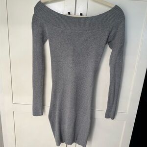 Forever Gray Ribbed Knit Sweater dress